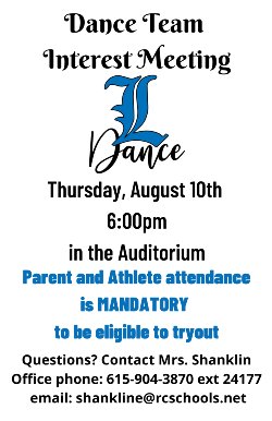 Dance Team Parent Meeting Info